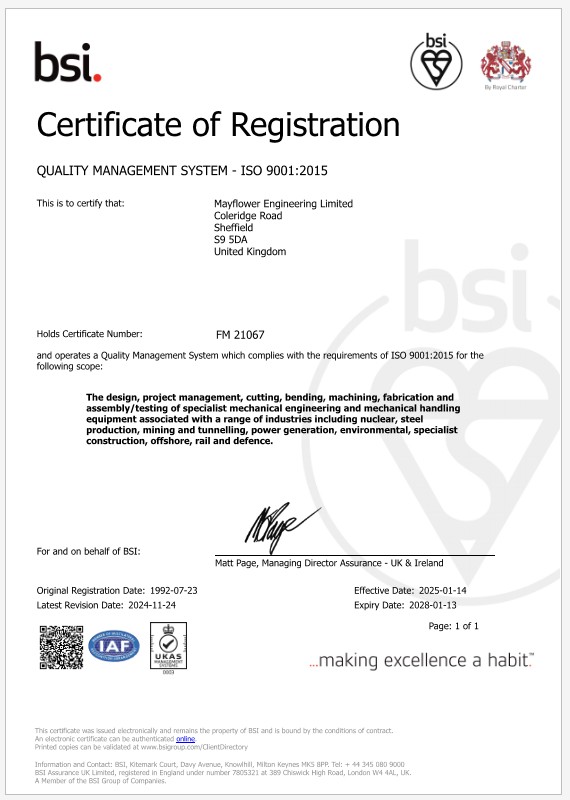 ISO 9001 2015 FM 21067 001 2025